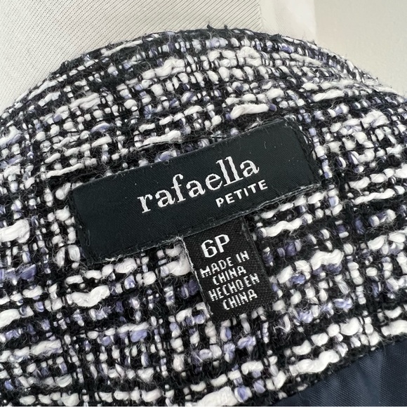 Rafaella | Petite Blue and White Tweed Blazer Jacket Coat - Picture 7 of 9